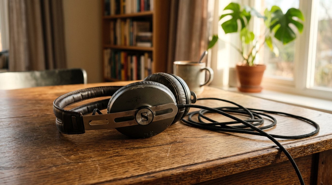 Headphones set aside on a table